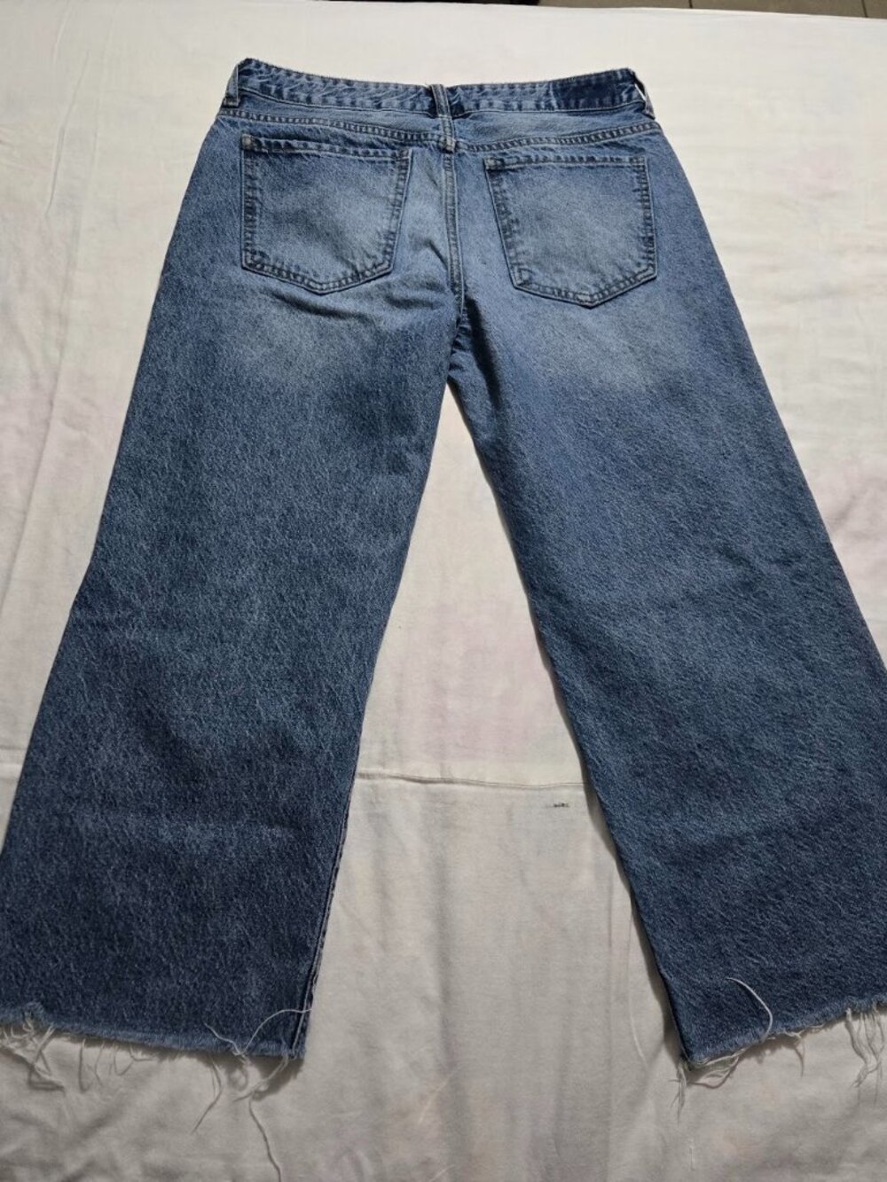 S.O.N.G. High Rise Raw Hem Wide Leg Cropped Flare Jeans Medium Wash 9/29